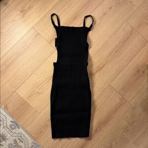 Black ribbed mini dress